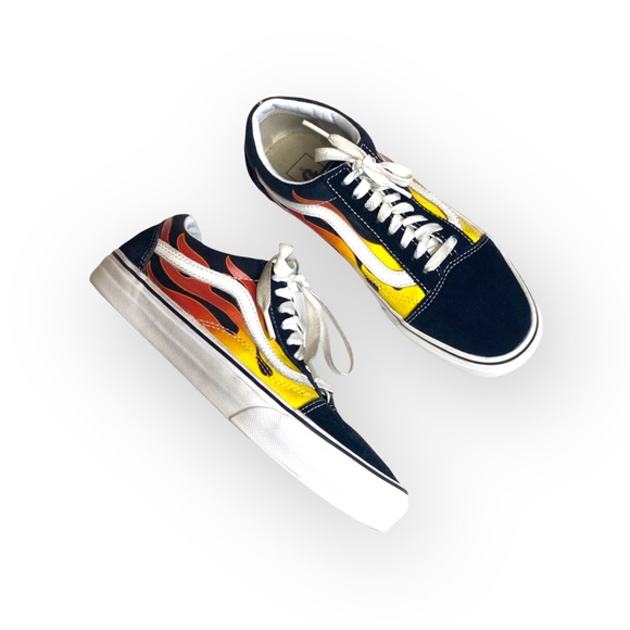 Vans™ ® ✌︎︎ Flame Old Skool Sneakers ✌︎︎ Black Skate Shoe Skateboard Sneaker ✌︎︎ - Picture 11 of 16